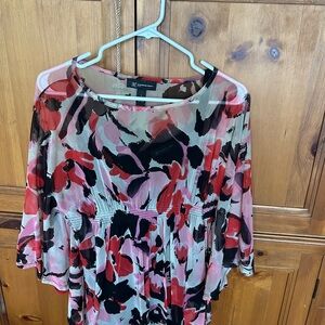 INC International Concepts Red and Black Floral Blouse.